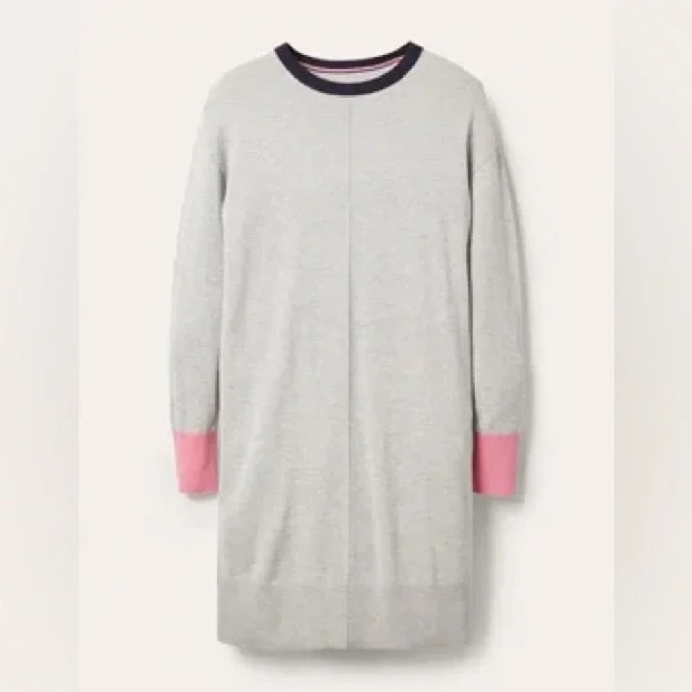 Boden Colourblock Knitted Sweater Dress in Grey Melange Women’s Size 10